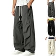 thumbnail image 1 of ThriftyPlait Men's Parachute Trousers Plus Size Drapey Fit Pleated Drawstring Pants Casual Baggy Cargo Pants for Men Flowy Streetwear, 1 of 9