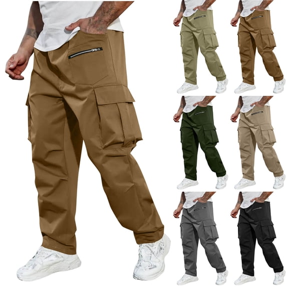 ThriftyPlait Men's Y2K Cargo Pants Casual Elastic Waist Urban Utility Baggy Trousers Fashion Loose Fit Joggers Streetwear for Hip-Hop