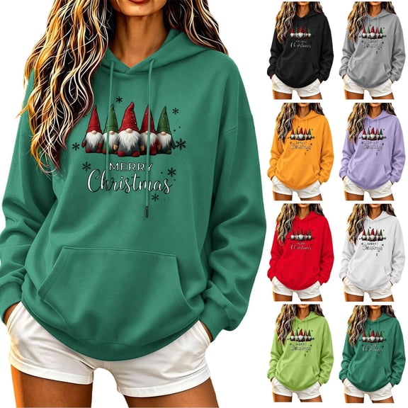 ThriftyPlait Sweatshirt for Women Funny Christmas Graphic Hoodie with Kangaroo Pocket Loose Fit Long Sleeve Shirt for Fall Winter