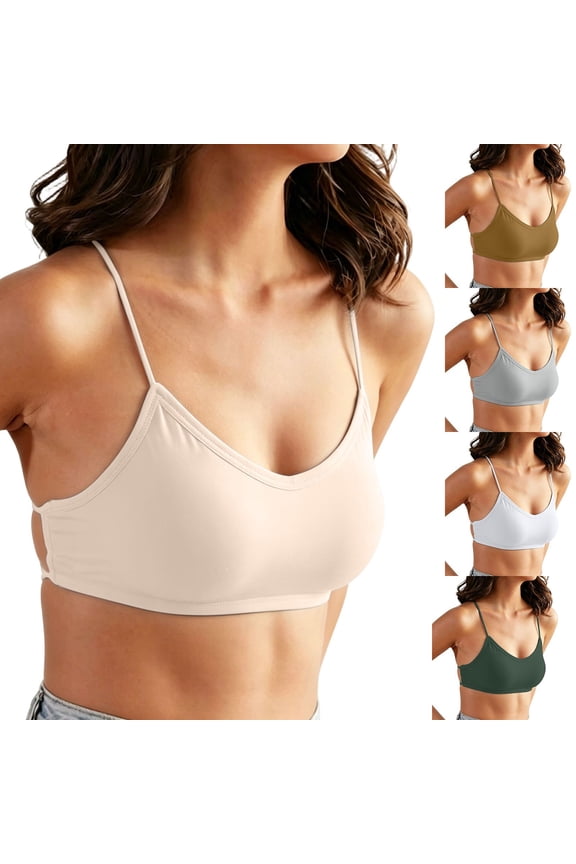 Women Cotton Bras Wireless Comfortable Thin Strap Bras Seamless Stretch Breathable Bralette Lightweight Support Undershirt for Summer Wear