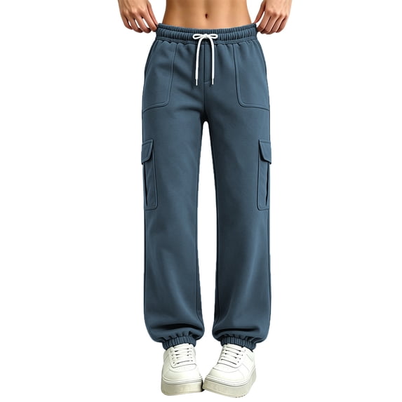 ThriftyPlait Women's Cargo Jogger Sweatpants Casual Drawstring Elastic Waist Multi Pocket Trousers Loose Fit Streetwear Pants