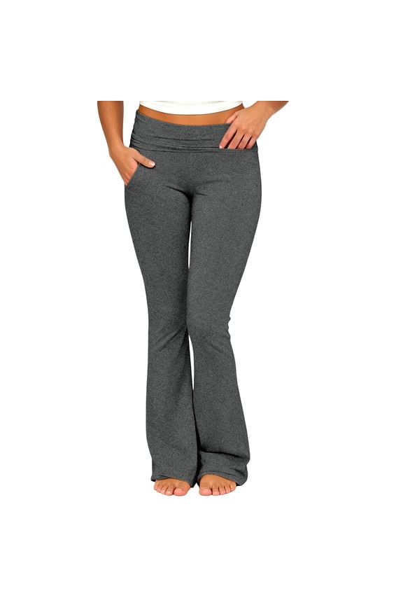 Women's High Waist Yoga Pants Soft Stretch Bootcut Workout Leggings Casual Exercise Trousers with Pockets for Daily Gym