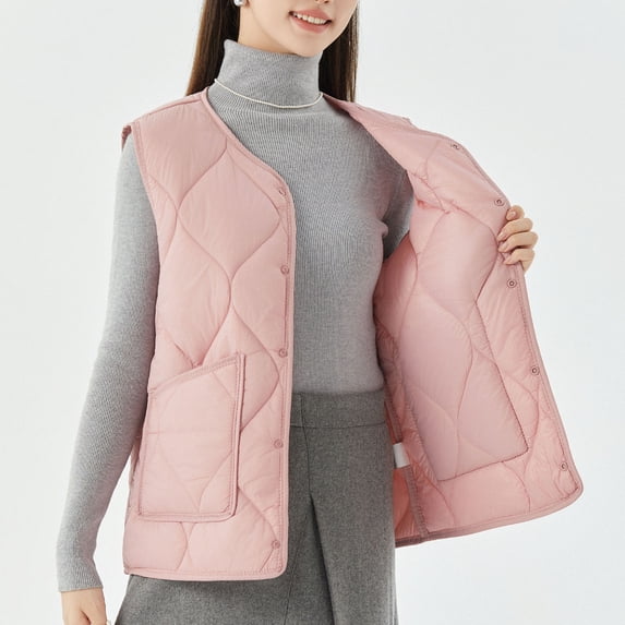ThriftyPlait Women's Lightweight Quilted Puffer Vest Plus Size Casual Outerwear Sleeveless Gilet Jacket with Front Pockets for Fall Winter