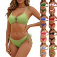 thumbnail image 1 of ThriftyPlait Women's Push Up Bikini Sexy Front Closure High Waisted Swimwear Textured Ruched Spaghetti Strap Two Piece Swimsuit Summer Bathing Suits, 1 of 6