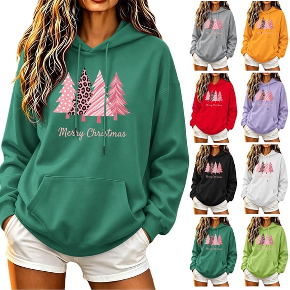 ThriftyPlait Women's Trendy Christmas Hoodie Pullover Warm Loose Fit Holiday Kangaroo Pocket Sweatshirt Long Sleeve Casual Shirt
