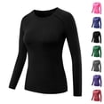 thumbnail image 1 of ThriftyPlait Women's Trendy Yoga Tops Long Sleeve Athletic Compression Shirts Crewneck Stretchy Workout Tops Sports Base Layer for Daily, 1 of 6
