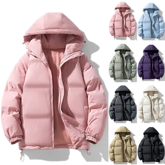 ThriftyPlait Women's Winter Hooded Puffer Jacket Plus Size Heavyweight Warm Coat Windproof Loose Fit Zip Up Outerwear with Drawstring