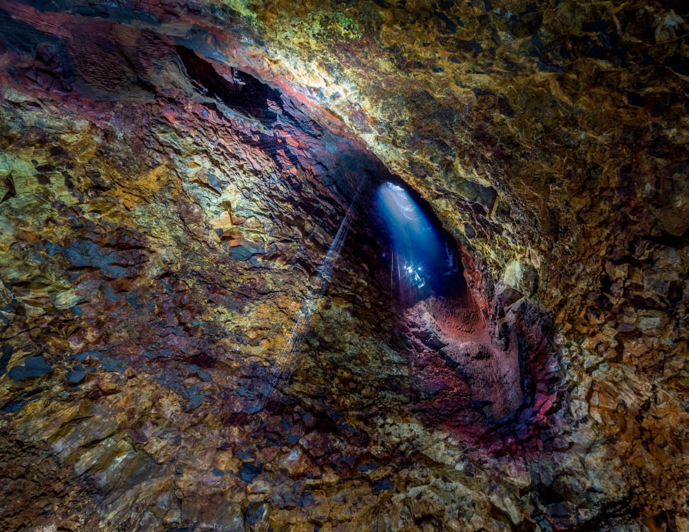 Thrihnukagigur Three Peaks Crater Iceland Thrihnukagigur is the only volcano that can be explored on the inside descending down to 120 meters Iceland Canvas Art - Panoramic Images (36 x 12)
