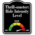 thumbnail image 1 of Thrill-ometer Ride Intensity Level Very High BLACK Aluminum Composite Sign - 8.5"x10", 1 of 2