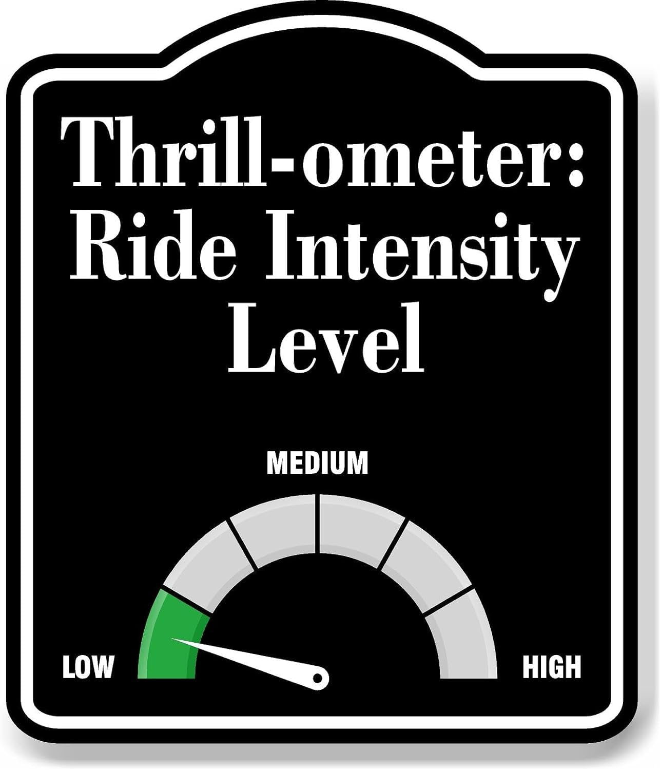 Intensity Visual Sign Thrill-ometer Ride Intensity Level Very Low BLACK Aluminum Composite ...