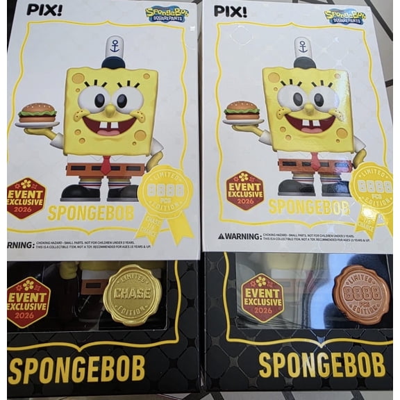 Thrilljoy Pix Spongebob Chase & Hero Combo Vinyl Figures Event Exclusive Limited Edition