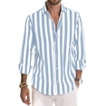 thumbnail image 1 of Thrilos Button Up Shirts for Men Striped Long Sleeve Tops Casual Button Down Shirts Business Dress Shirts, 1 of 7