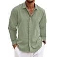 thumbnail image 1 of Thrilos Mens Dress Shirts Long Sleeve Tops Button Up Work Shirts Casual Linen Shirt for Men, 1 of 7