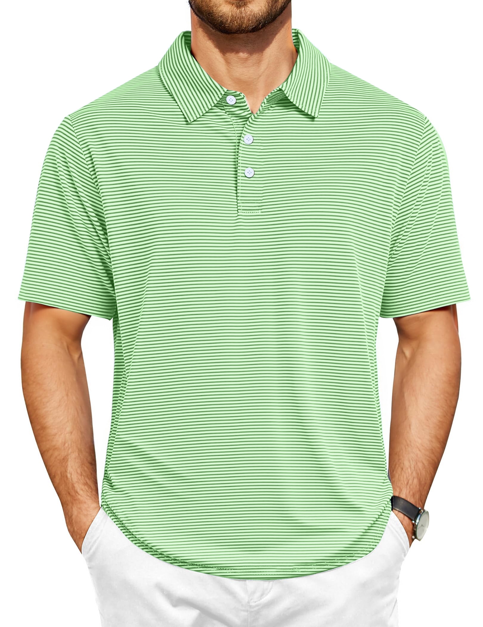 Thrilos Striped Golf Polo Shirts for Men Short Sleeve Performance Polo ...