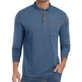 thumbnail image 1 of Thrilos Mens Henley Shirts Long Sleeve Casual Tops Lightweight Pullover Shirt Button Cotton T-Shirt with Pocket, 1 of 7