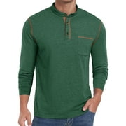 Thrilos Mens Henley Shirts Long Sleeve Casual Tops Lightweight Pullover Shirt Button Cotton T-Shirt with Pocket