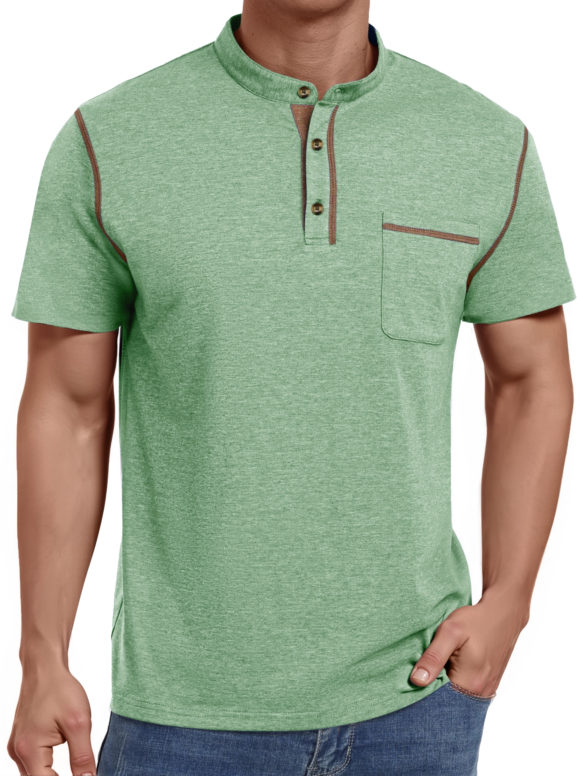 Thrilos Mens Henley Shirts, Short Sleeve Lightweight Cotton Tee, Button ...