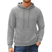 Thrilos Mens Hoodies Long Sleeve Plaid Sweatshirts Pullover Drawstring Hooded Sweatshirts with Kangaroo Pocket