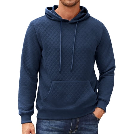 Thrilos Mens Hoodies Long Sleeve Plaid Sweatshirts Pullover Drawstring Hooded Sweatshirts with Kangaroo Pocket