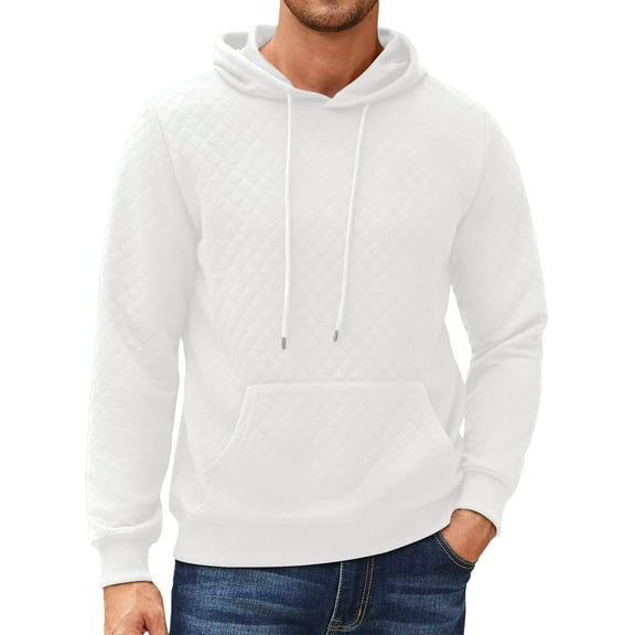 Thrilos Mens Hoodies Long Sleeve Plaid Sweatshirts Pullover Drawstring Hooded Sweatshirts with Kangaroo Pocket