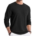 thumbnail image 1 of Thrilos Mens Long Sleeve Shirts Crewneck Casual Tops Pullover Work Shirts Stretch Textured Knit T-Shirts with Pocket, 1 of 9
