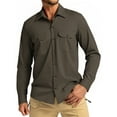 thumbnail image 1 of Thrilos Mens Long Sleeve Work Shirts Casual Button Up Shirts Quick Dry Business Tops with 2 Pockets, 1 of 6