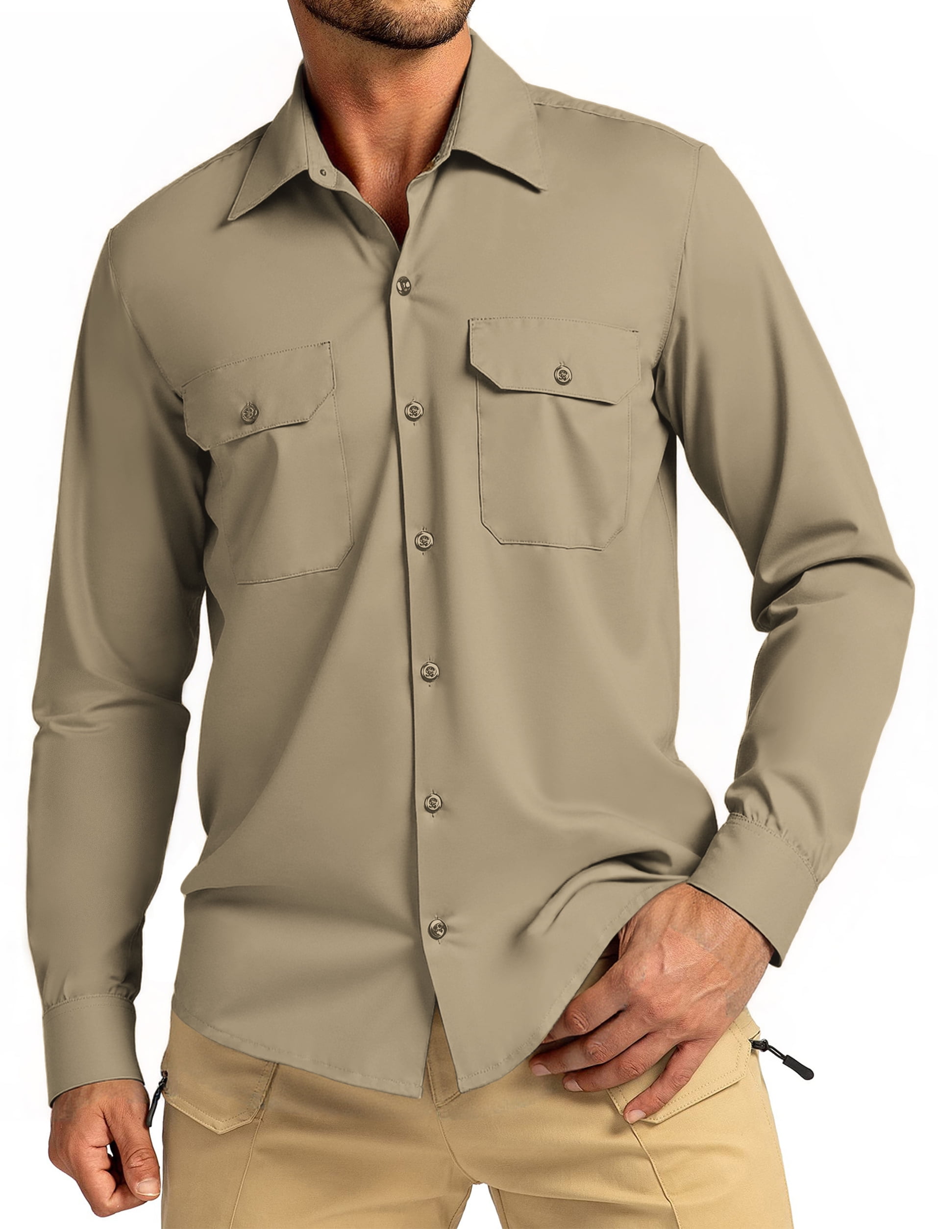 Thrilos Mens Long Sleeve Work Shirts Casual Button Up Shirts Quick Dry ...