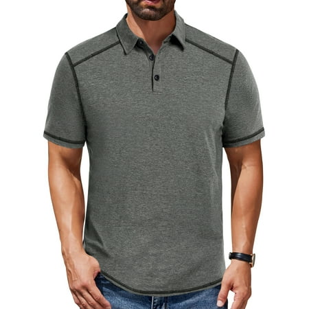 Thrilos Short Sleeve Polo Shirts for Men Casual Button Down Shirts Knit Solid Color Golf Shirts price history and forecast - Thrilos Mens Shirts