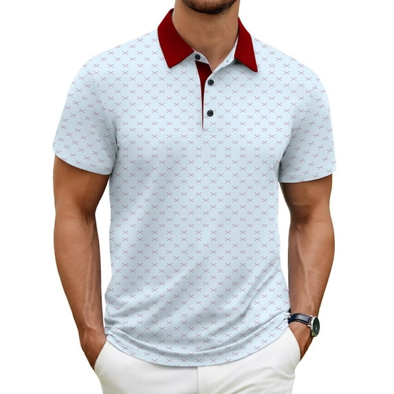 Thrilos Mens Shirts Casual Short Sleeve Golf Polo Shirts Print Performance Dry Fit Shirt