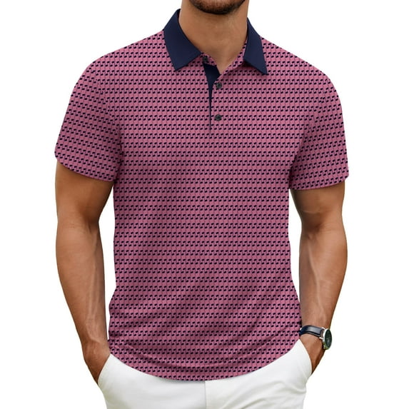 Thrilos Mens Shirts Casual Short Sleeve Golf Polo Shirts Print Performance Dry Fit Shirt
