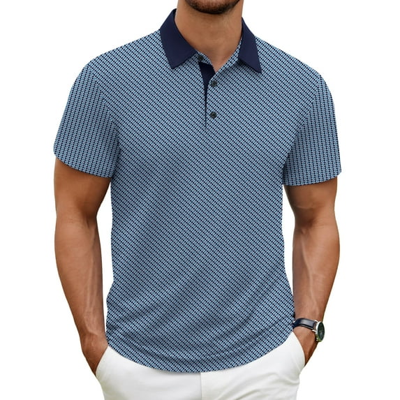 Thrilos Mens Shirts Casual Short Sleeve Golf Polo Shirts Print Performance Dry Fit Shirt