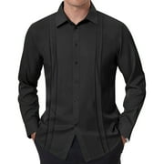 Thrilos Dress Shirts for Men Button Up Long Sleeve Tops Formal Business Shirts Pleated Wrinkle Free Work Shirts