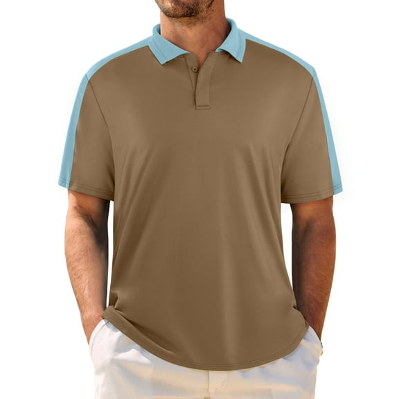 Thrilos Mens Short Sleeve Color Block Golf Shirts Moisture Wicking Performance Polo Collared Golf Shirts for Men