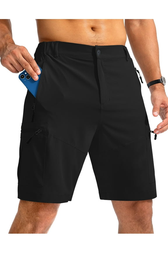 Mens Shorts Hiking Quick Dry Cargo Shorts Lightweight Work Shorts with 5 Zipper Pockets