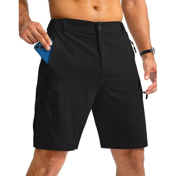 Thrilos Mens Shorts Hiking Quick Dry Cargo Shorts Lightweight Work Shorts with 5 Zipper Pockets