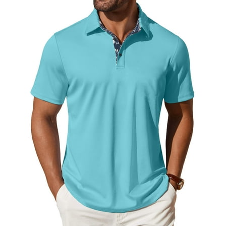 Thrilos Polo Shirts for Men Short Sleeve Dry Fit Shirts Printed Collar Casual Golf Polo Shirts