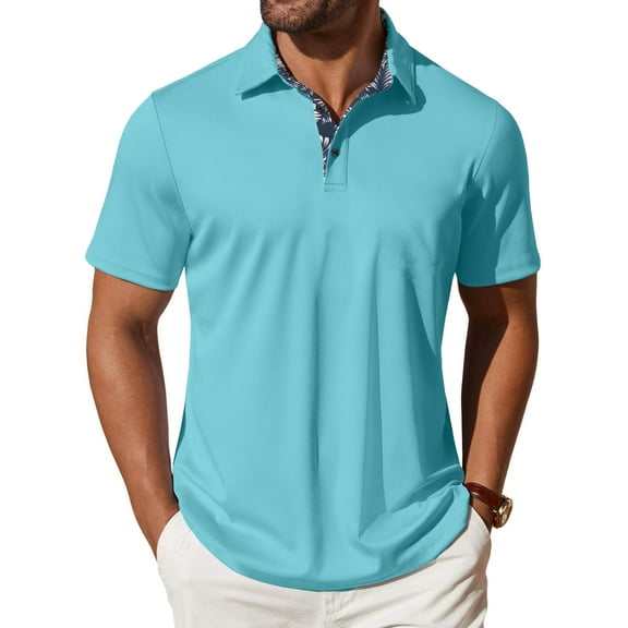 Thrilos Polo Shirts for Men Short Sleeve Dry Fit Shirts Printed Collar Casual Golf Polo Shirts