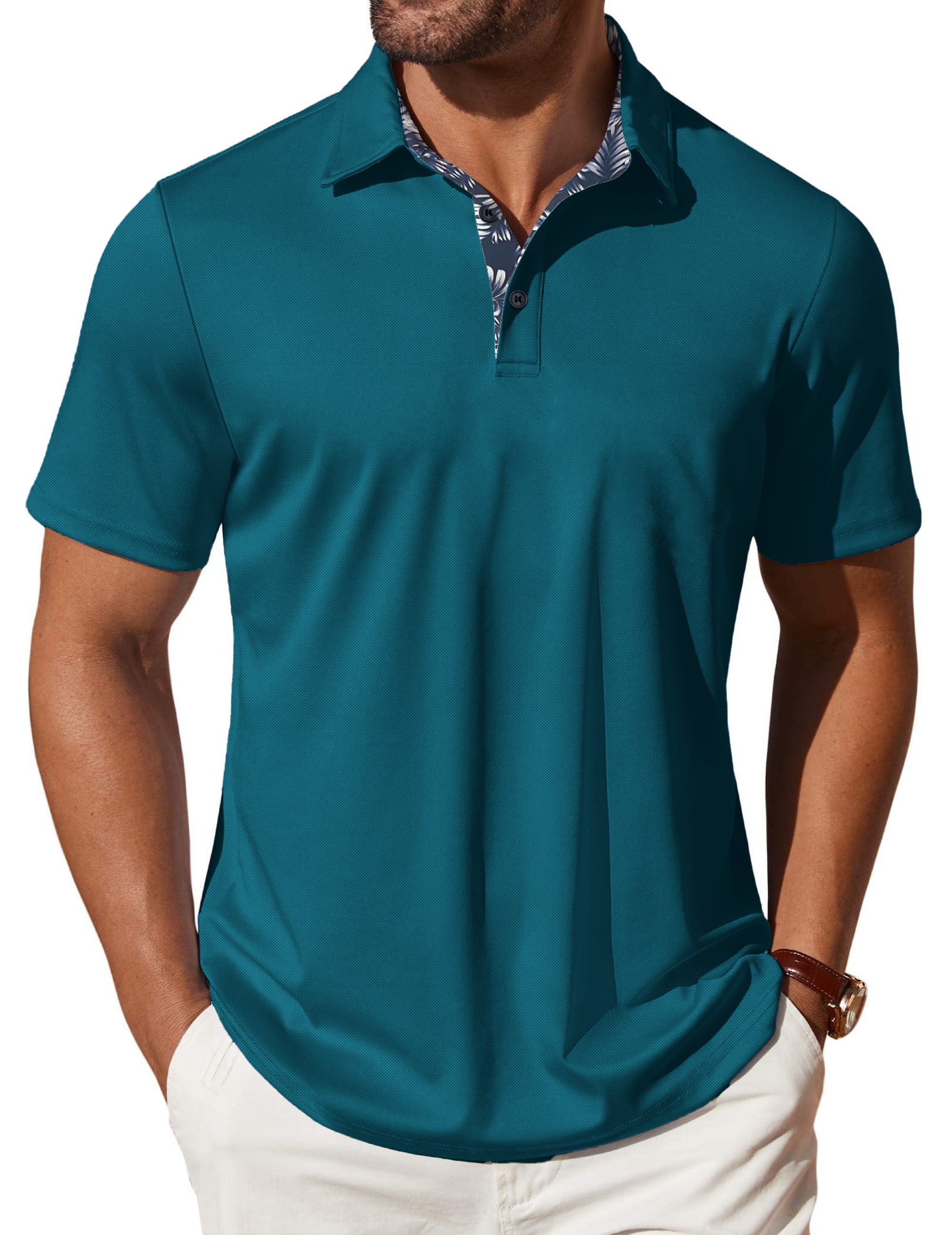 Thrilos Polo Shirts for Men Short Sleeve Dry Fit Shirts Printed