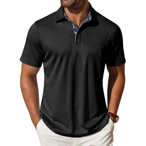Thrilos Polo Shirts for Men Short Sleeve Dry Fit Shirts Printed Collar Casual Golf Polo Shirts
