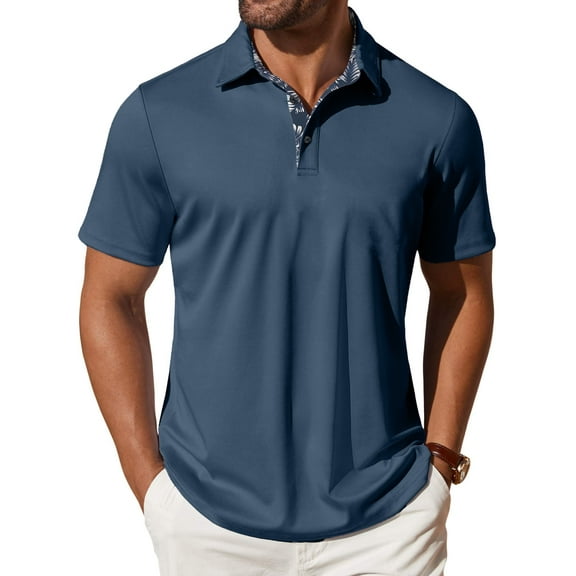 Thrilos Polo Shirts for Men Short Sleeve Dry Fit Shirts Printed Collar Casual Golf Polo Shirts
