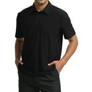 Thrilos Quick Dry Polo Shirts for Men Square Jacquard Short Sleeve Lightweight Tops Moisture wicking Performance Golf Shirt