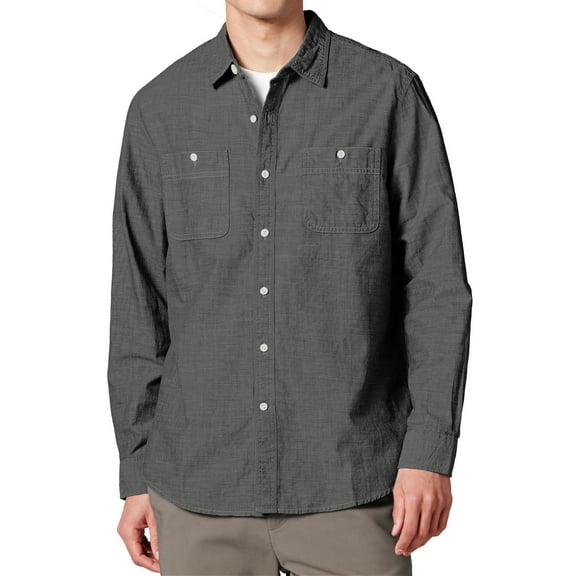 Thrilos Shirts for Men Denim Long Sleeve Shirts Button Down Regular Fit Shirt LightWeight Casual Shirts