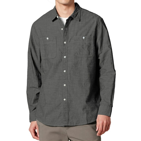 Thrilos Shirts for Men Denim Long Sleeve Shirts Button Down Regular Fit Shirt LightWeight Casual Shirts