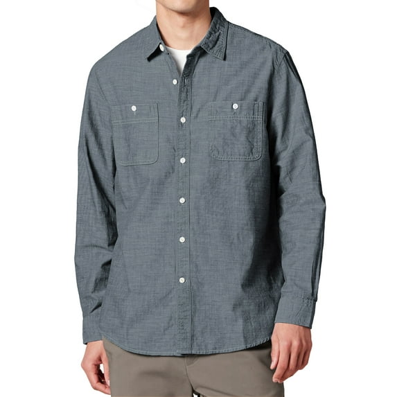 Thrilos Shirts for Men Denim Long Sleeve Shirts Button Down Regular Fit Shirt LightWeight Casual Shirts