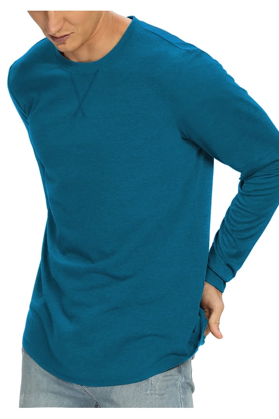 Shirts for Men Long Sleeve Heavyweight Cotton Long Sleeve Tops CrewNeck Sweatshirt Pre-Shrunk Work T-Shirts