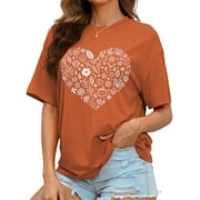 THRILOS Shirts for Women Oversize Short Sleeve Graphic T Shirts Thanksgiving Gift Tops