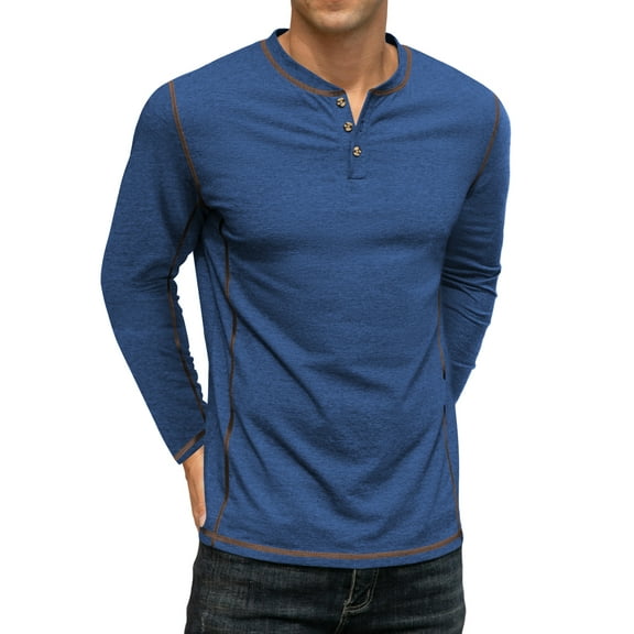 Thrilos Sweatshirts for Men Henley Casual Long Sleeve Shirts Lightweight Front Placket Fit T Shirts
