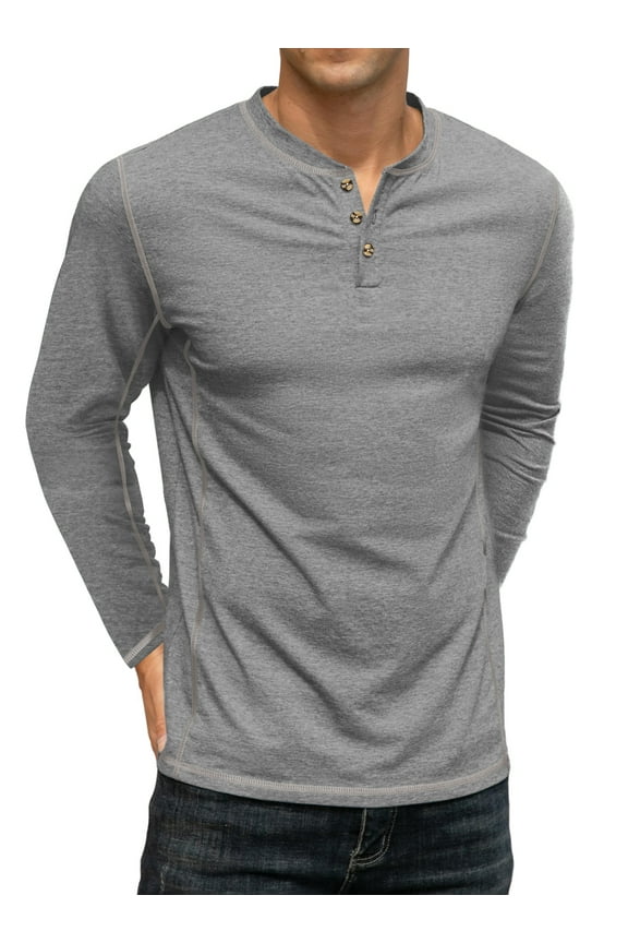 Sweatshirts for Men Henley Casual Long Sleeve Shirts Lightweight Front Placket Fit T Shirts