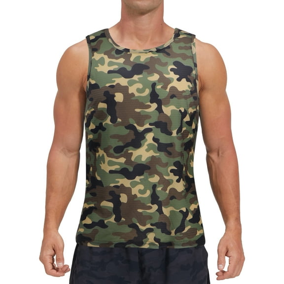 Thrilos Camo Muscle Sleeveless Tank Tops Gym Quick Dry T Shirts Workout Big & Tall Tank