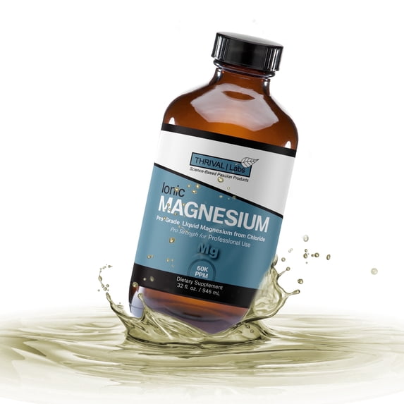 Thrival Labs 32oz Liquid Ionic Magnesium Supplement | Professional Strength with Highest & Fastest Absorption - Calm Mood, Sleep, Muscle Cramps & Spasms, Aid Energy & Vitality, Natural Laxative